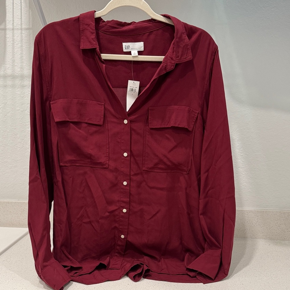 GAP Deep Red Button-Up Shirt